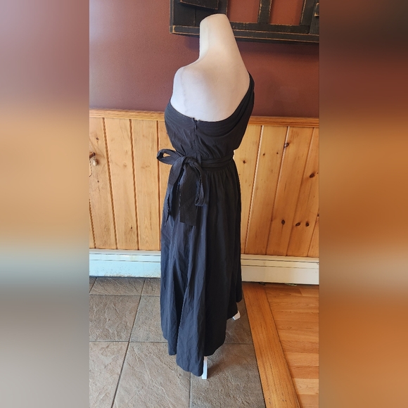 Madewell Ruffled One-Shoulder Midi Dress Black With Bow Size 0 - Picture 5 of 11